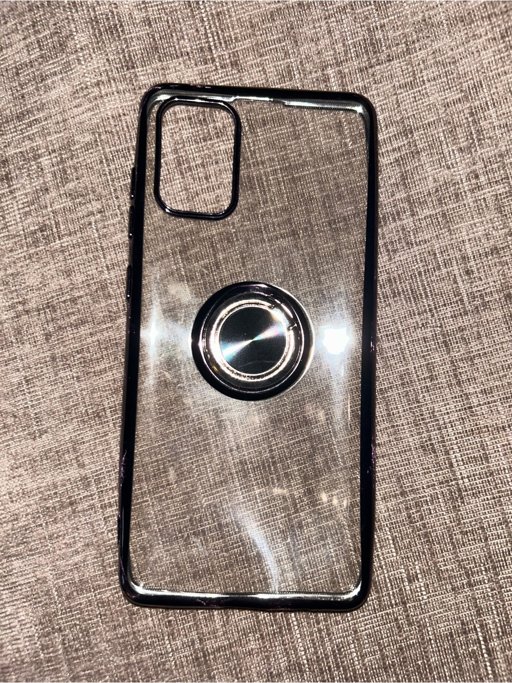Samsung A71 phone case Clear Black-Trim Phone Case with Ring Holder